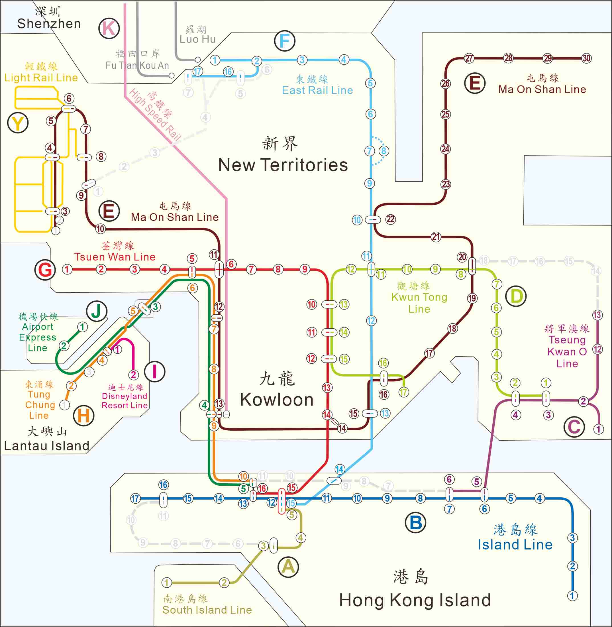MTR - System Map
港鐵 - 路線圖